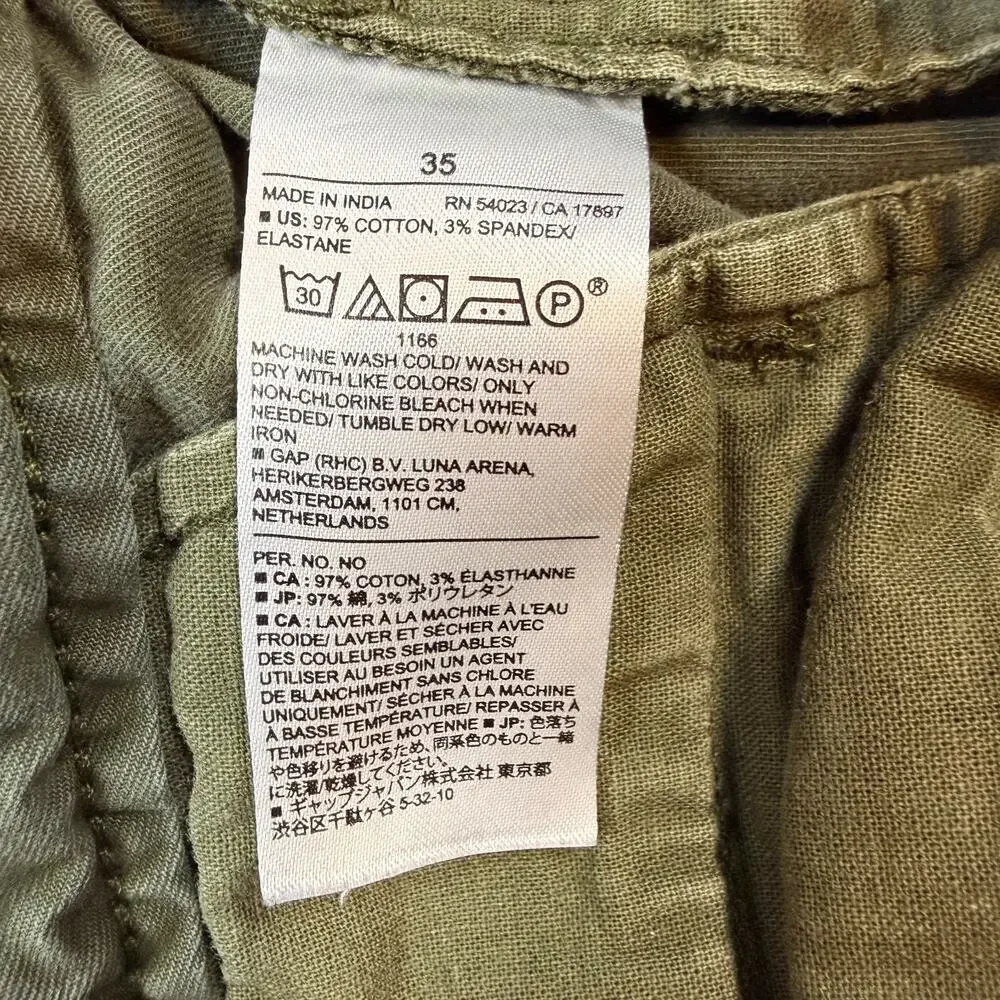 Banana Republic Shorts Mens 35 Green Cotton Blend Chino Mid Rise Pockets
